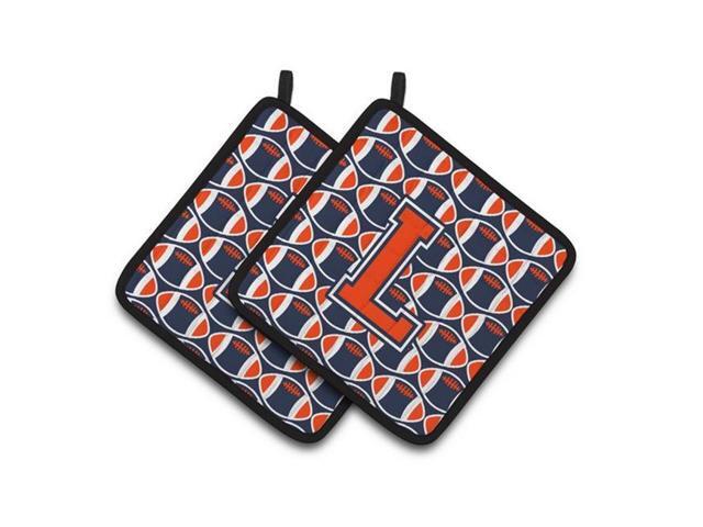 Carolines Treasures CJ1066-LPTHD Letter L Football Orange Blue & White Pair of Pot Holders 75 x 3 x 75 in