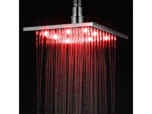 ALFI brand LED8S - BN 8 in Square Multi Color LED Rain Shower Head Brushed Nickel