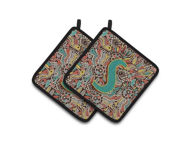 Carolines Treasures CJ2013-SPTHD Letter S Retro Tribal Alphabet Initial Pair of Pot Holders 75 x 3 x 75 in