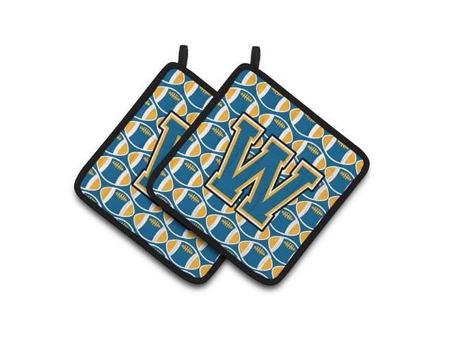Carolines Treasures CJ1077-WPTHD Letter W Football Blue & Gold Pair of Pot Holders 75 x 3 x 75 in