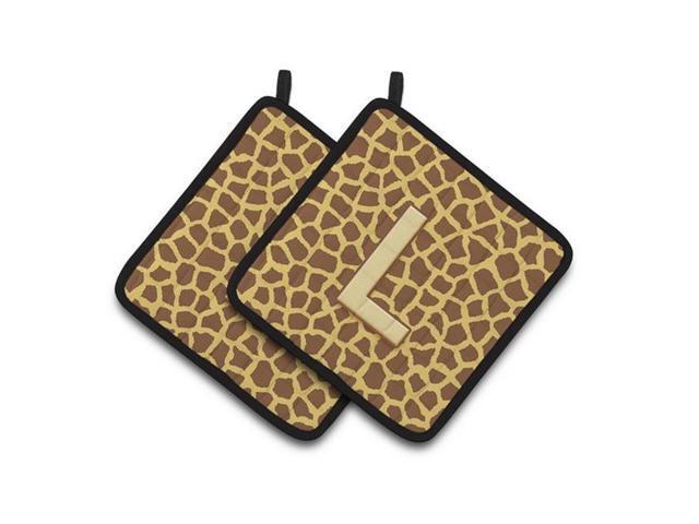 Carolines Treasures CJ1025-LPTHD Monogram Initial L Giraffe Pair of Pot Holders 75 x 3 x 75 in