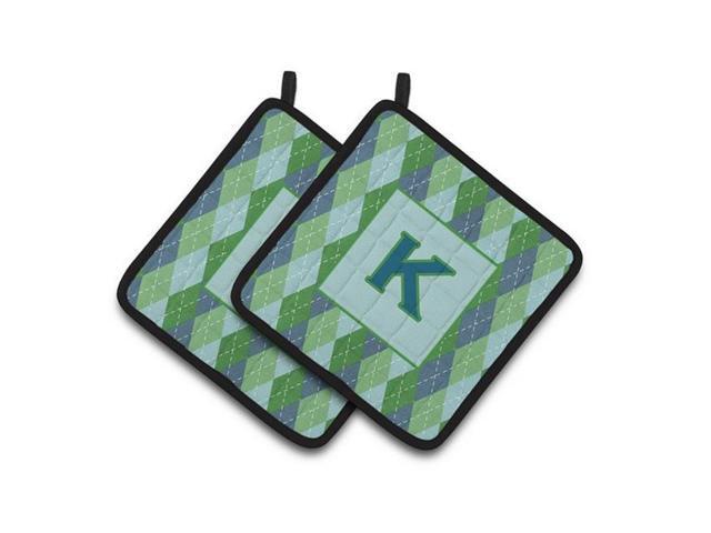 Carolines Treasures CJ1020-KPTHD Monogram - Initial K Blue Argoyle Pair of Pot Holders 75 x 3 x 75 in