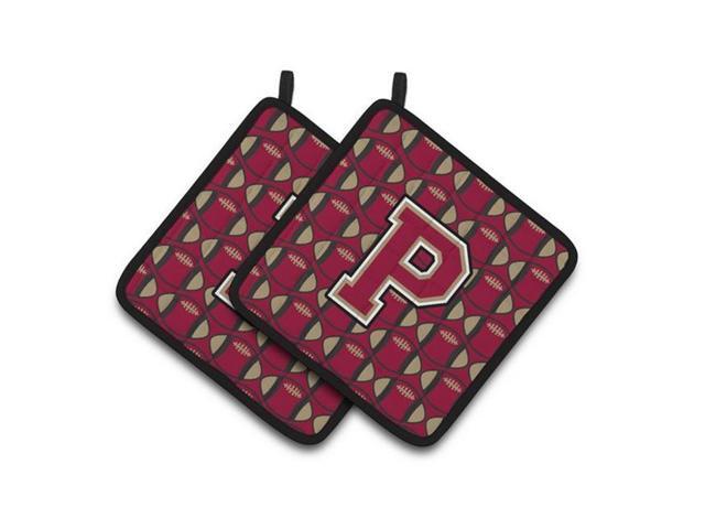 Carolines Treasures CJ1078-PPTHD Letter P Football Garnet & Gold Pair of Pot Holders 75 x 3 x 75 in