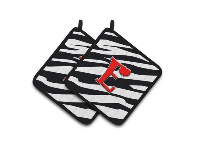 Carolines Treasures CJ1024-EPTHD Monogram Initial E Zebra Red Pair of Pot Holders 75 x 3 x 75 in