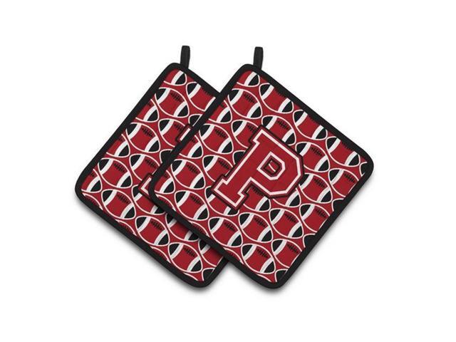 Carolines Treasures CJ1073-PPTHD Letter P Football Red Black & White Pair of Pot Holders 75 x 3 x 75 in