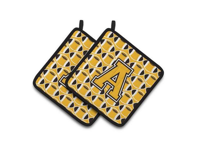 Carolines Treasures CJ1080-APTHD Letter A Football Black Old Gold & White Pair of Pot Holders 75 x 3 x 75 in