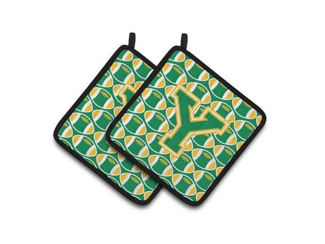 Carolines Treasures CJ1069-YPTHD Letter Y Football Green & Gold Pair of Pot Holders 75 x 3 x 75 in