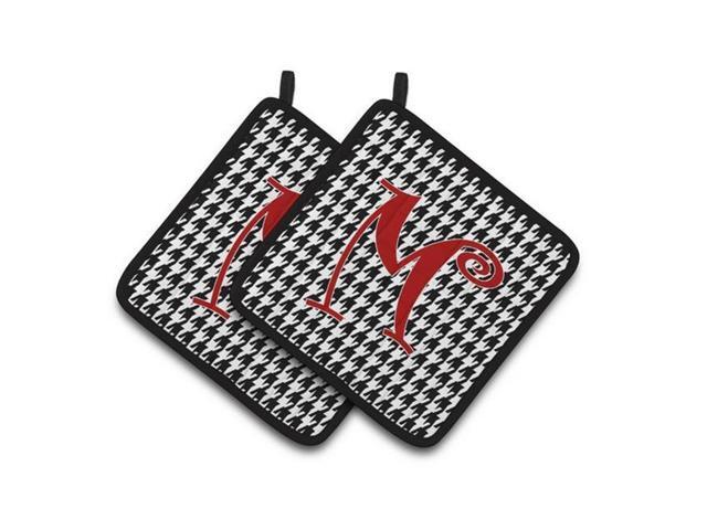 Carolines Treasures CJ1035-MPTHD Monogram Initial M Houndstooth Black Pair of Pot Holders 75 x 3 x 75 in