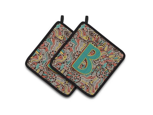 Carolines Treasures CJ2013-BPTHD Letter B Retro Tribal Alphabet Initial Pair of Pot Holders 75 x 3 x 75 in