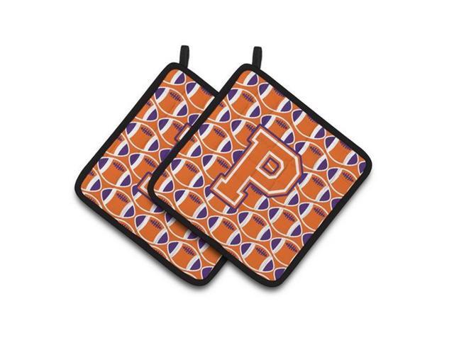 Carolines Treasures CJ1072-PPTHD Letter P Football Orange White & Regalia Pair of Pot Holders 75 x 3 x 75 in