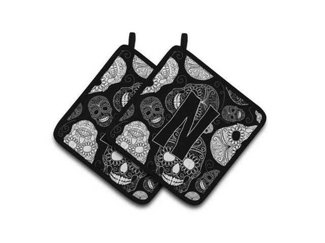 Carolines Treasures CJ2008-NPTHD Letter N Day of the Dead Skulls Black Pair of Pot Holders 75 x 3 x 75 in