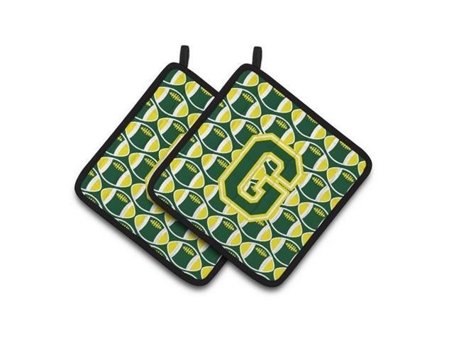 Carolines Treasures CJ1075-GPTHD Letter G Football Green & Yellow Pair of Pot Holders 75 x 3 x 75 in