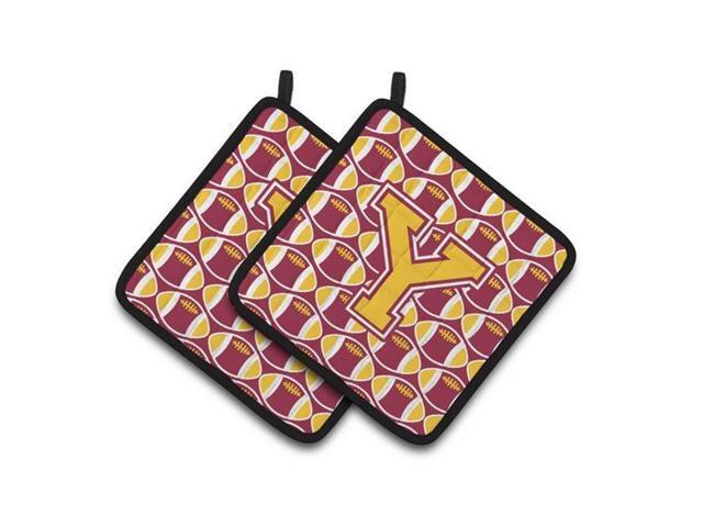 Carolines Treasures CJ1081-YPTHD Letter Y Football Maroon & Gold Pair of Pot Holders 75 x 3 x 75 in