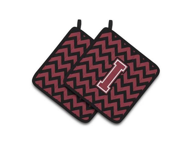 Carolines Treasures CJ1052-IPTHD Letter I Chevron Garnet & Black Pair of Pot Holders 75 x 3 x 75 in