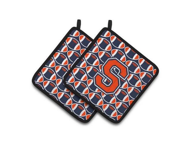 Carolines Treasures CJ1066-SPTHD Letter S Football Orange Blue & White Pair of Pot Holders 75 x 3 x 75 in