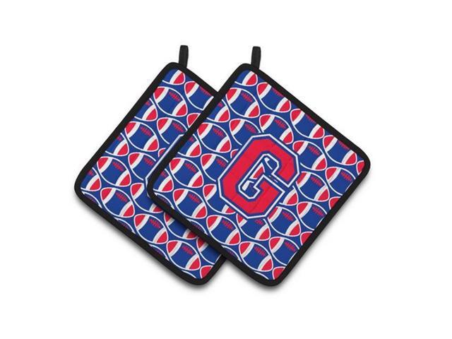 Carolines Treasures CJ1076-GPTHD Letter G Football Harvard Crimson & Yale Blue Pair of Pot Holders 75 x 3 x 75 in