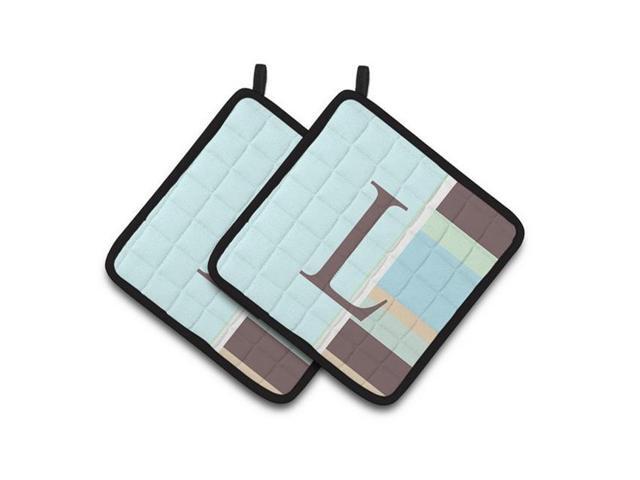 Carolines Treasures CJ1003-LPTHD Letter L Initial Monogram - Blue Stripes Pair of Pot Holders 75 x 3 x 75 in