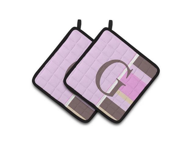 Carolines Treasures CJ1005-GPTHD Letter G Initial Monogram - Pink Stripes Pair of Pot Holders 75 x 3 x 75 in