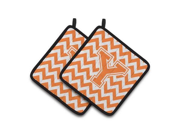 Carolines Treasures CJ1046-YPTHD Letter Y Chevron Orange & White Pair of Pot Holders 75 x 3 x 75 in