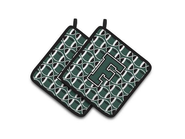 Carolines Treasures CJ1071-FPTHD Letter F Football Green & White Pair of Pot Holders 75 x 3 x 75 in