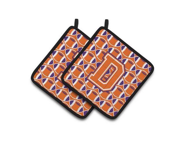 Carolines Treasures CJ1072-DPTHD Letter D Football Orange White & Regalia Pair of Pot Holders 75 x 3 x 75 in