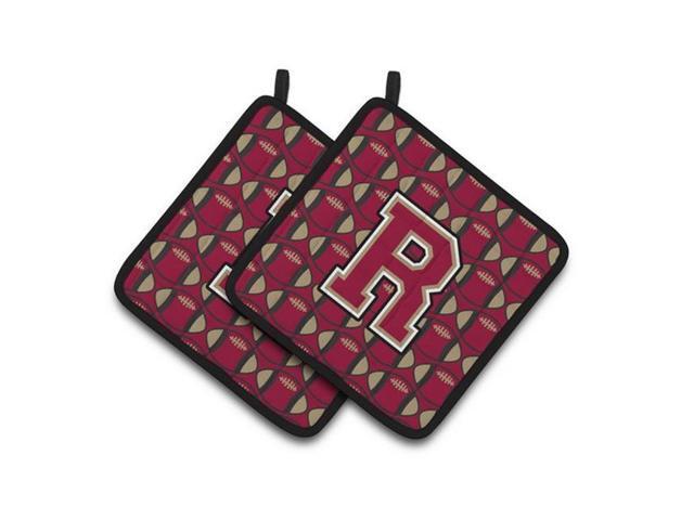 Carolines Treasures CJ1078-RPTHD Letter R Football Garnet & Gold Pair of Pot Holders 75 x 3 x 75 in