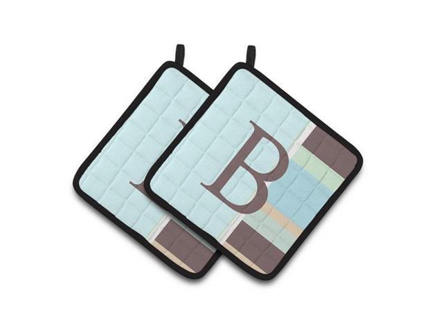 Carolines Treasures CJ1003-BPTHD Letter B Initial Monogram - Blue Stripes Pair of Pot Holders 75 x 3 x 75 in