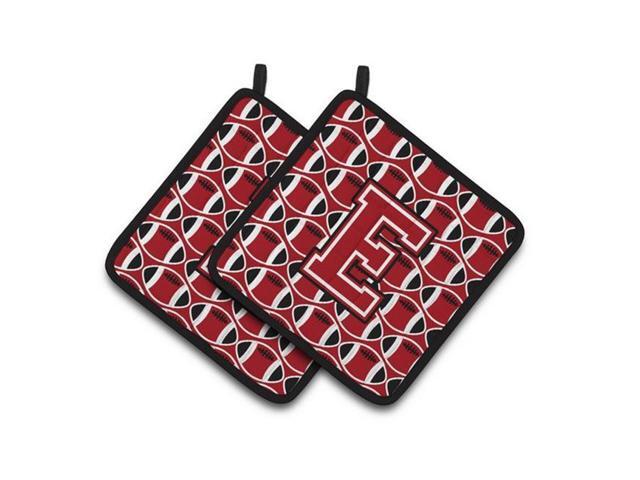 Carolines Treasures CJ1073-EPTHD Letter E Football Red Black & White Pair of Pot Holders 75 x 3 x 75 in
