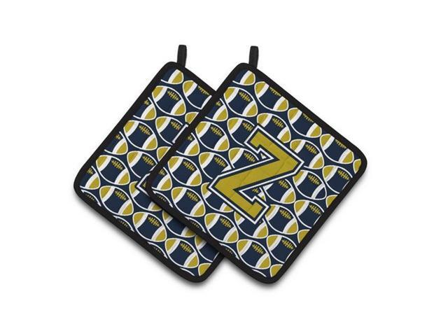 Carolines Treasures CJ1074-ZPTHD Letter Z Football Blue & Gold Pair of Pot Holders 75 x 3 x 75 in