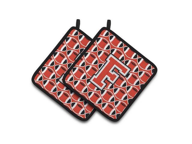 Carolines Treasures CJ1067-FPTHD Letter F Football Scarlet & Grey Pair of Pot Holders 75 x 3 x 75 in