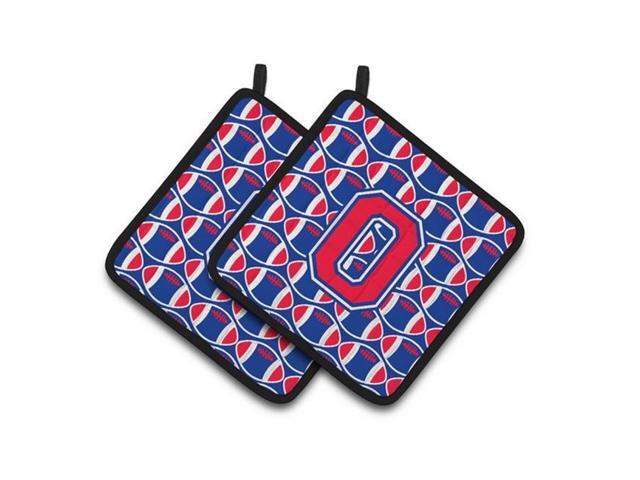 Carolines Treasures CJ1076-OPTHD Letter O Football Harvard Crimson & Yale Blue Pair of Pot Holders 75 x 3 x 75 in