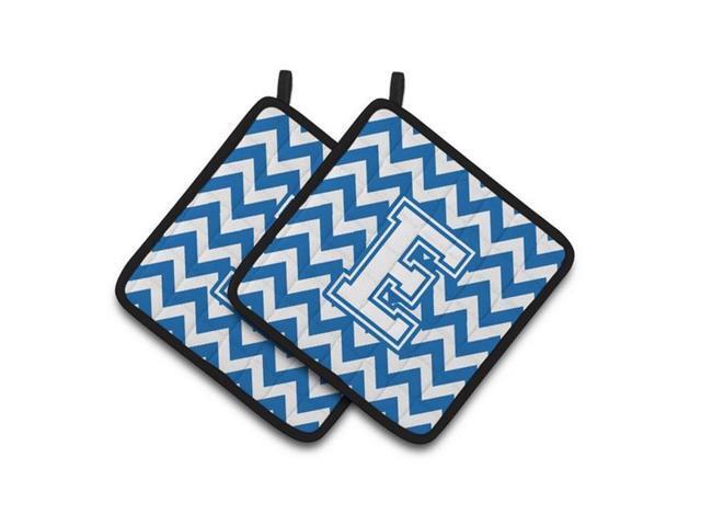 Carolines Treasures CJ1045-EPTHD Letter E Chevron Blue & White Pair of Pot Holders 75 x 3 x 75 in
