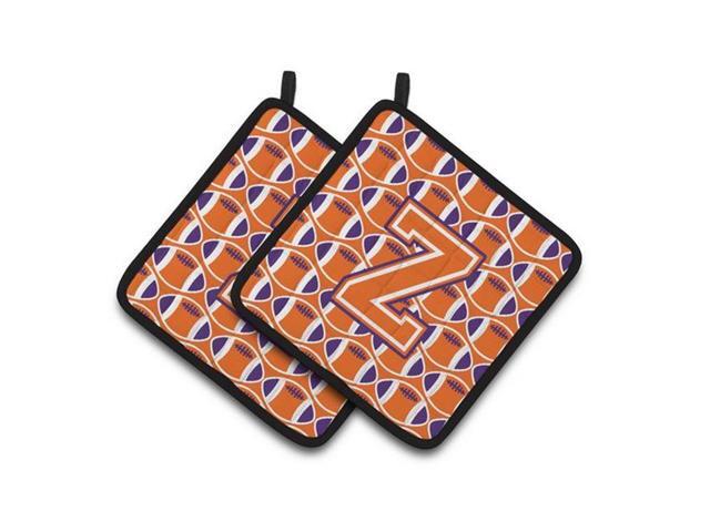 Carolines Treasures CJ1072-ZPTHD Letter Z Football Orange White & Regalia Pair of Pot Holders 75 x 3 x 75 in