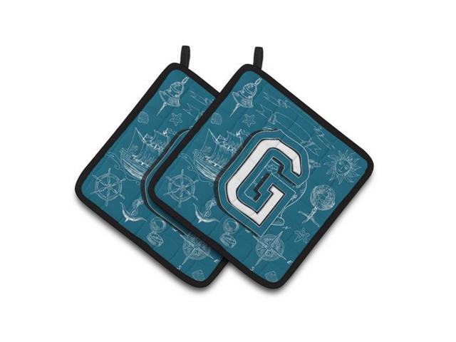 Carolines Treasures CJ2014-GPTHD Letter G Sea Doodles Initial Alphabet Pair of Pot Holders 75 x 3 x 75 in