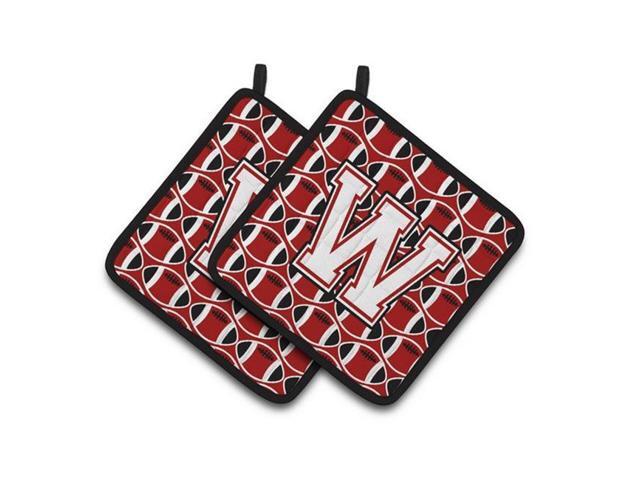 Carolines Treasures CJ1082-WPTHD Letter W Football Cardinal & White Pair of Pot Holders 75 x 3 x 75 in