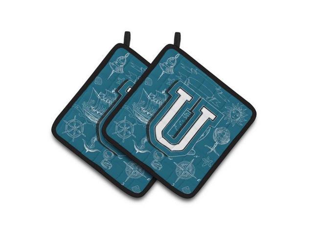 Carolines Treasures CJ2014-UPTHD Letter U Sea Doodles Initial Alphabet Pair of Pot Holders 75 x 3 x 75 in