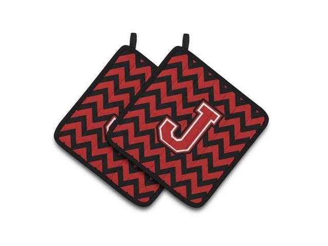 Carolines Treasures CJ1047-JPTHD Letter J Chevron Black & Red Pair of Pot Holders 75 x 3 x 75 in