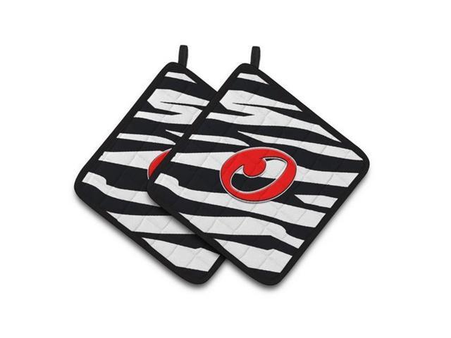 Carolines Treasures CJ1024-OPTHD Monogram Initial O Zebra Red Pair of Pot Holders 75 x 3 x 75 in