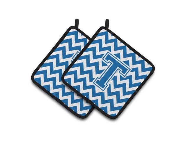 Carolines Treasures CJ1056-TPTHD Letter T Chevron Blue & White Pair of Pot Holders 75 x 3 x 75 in