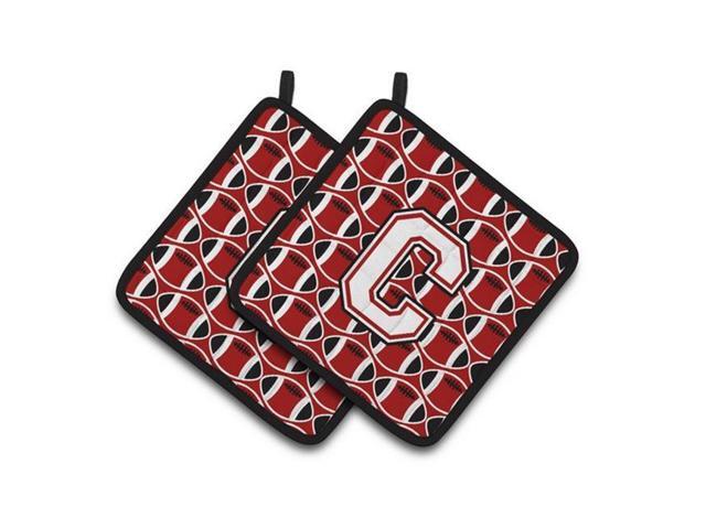 Carolines Treasures CJ1082-CPTHD Letter C Football Cardinal & White Pair of Pot Holders 75 x 3 x 75 in
