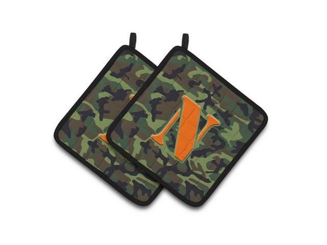 Carolines Treasures CJ1030-NPTHD Letter N Monogram - Camo Green Pair of Pot Holders 75 x 3 x 75 in
