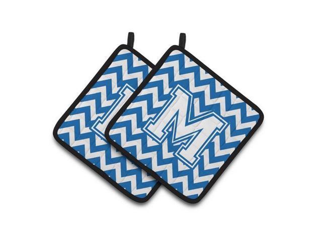 Carolines Treasures CJ1045-MPTHD Letter M Chevron Blue & White Pair of Pot Holders 75 x 3 x 75 in