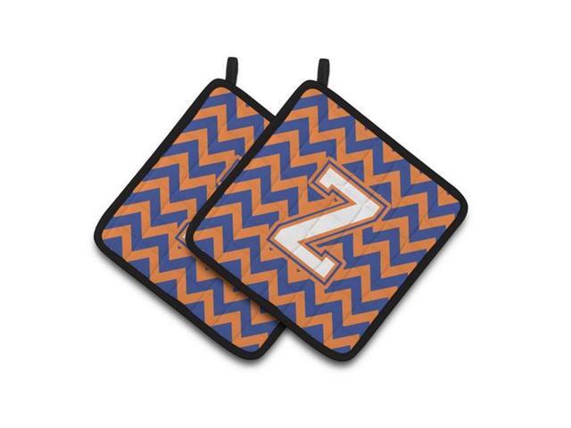 Carolines Treasures CJ1060-ZPTHD Letter Z Chevron Blue & Orange No 3 Pair of Pot Holders 75 x 3 x 75 in