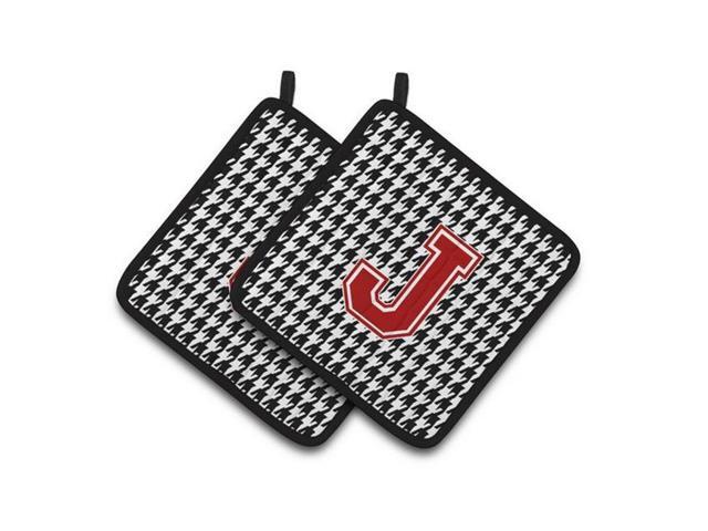 Carolines Treasures CJ1021-JPTHD Letter J Monogram - Houndstooth Black Pair of Pot Holders 75 x 3 x 75 in