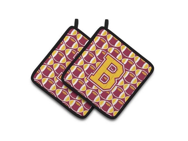 Carolines Treasures CJ1081-BPTHD Letter B Football Maroon & Gold Pair of Pot Holders 75 x 3 x 75 in
