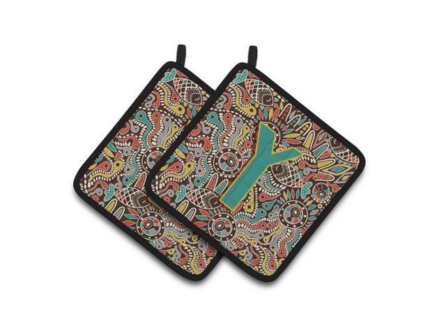 Carolines Treasures CJ2013-YPTHD Letter Y Retro Tribal Alphabet Initial Pair of Pot Holders 75 x 3 x 75 in
