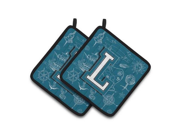 Carolines Treasures CJ2014-LPTHD Letter L Sea Doodles Initial Alphabet Pair of Pot Holders 75 x 3 x 75 in