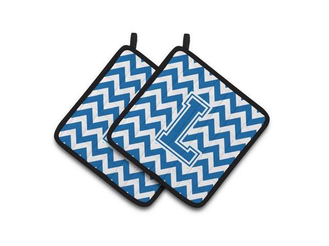 Carolines Treasures CJ1056-LPTHD Letter L Chevron Blue & White Pair of Pot Holders 75 x 3 x 75 in