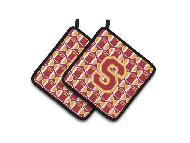 Carolines Treasures CJ1070-SPTHD Letter S Football Cardinal & Gold Pair of Pot Holders 75 x 3 x 75 in
