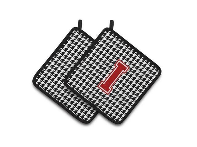 Carolines Treasures CJ1021-IPTHD Letter I Monogram - Houndstooth Black Pair of Pot Holders 75 x 3 x 75 in